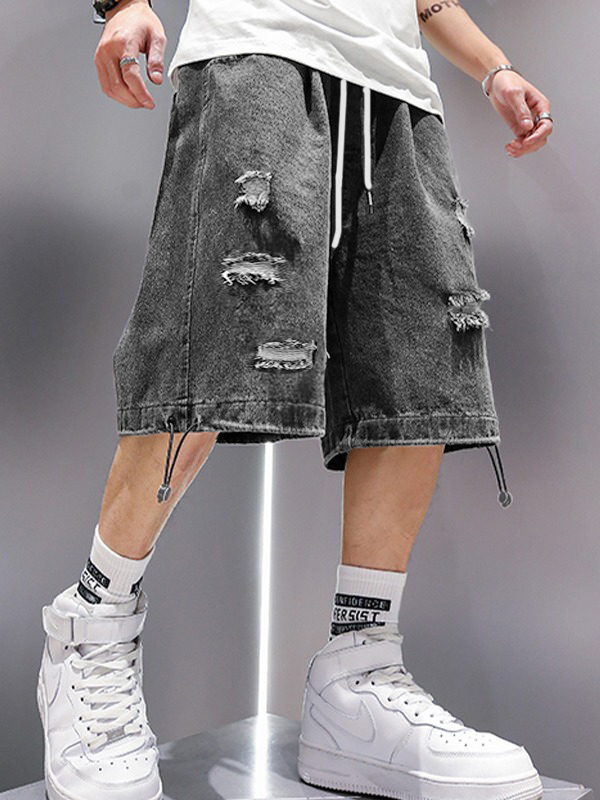 Herren Wash Distressed Skate Denim Shorts-1