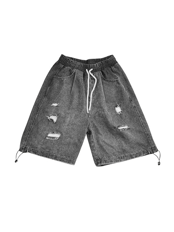 Herren Wash Distressed Skate Denim Shorts-4