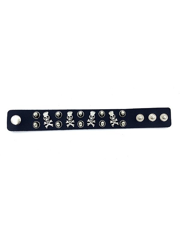 Metallverziertes klobiges Pu-Lederarmband-1